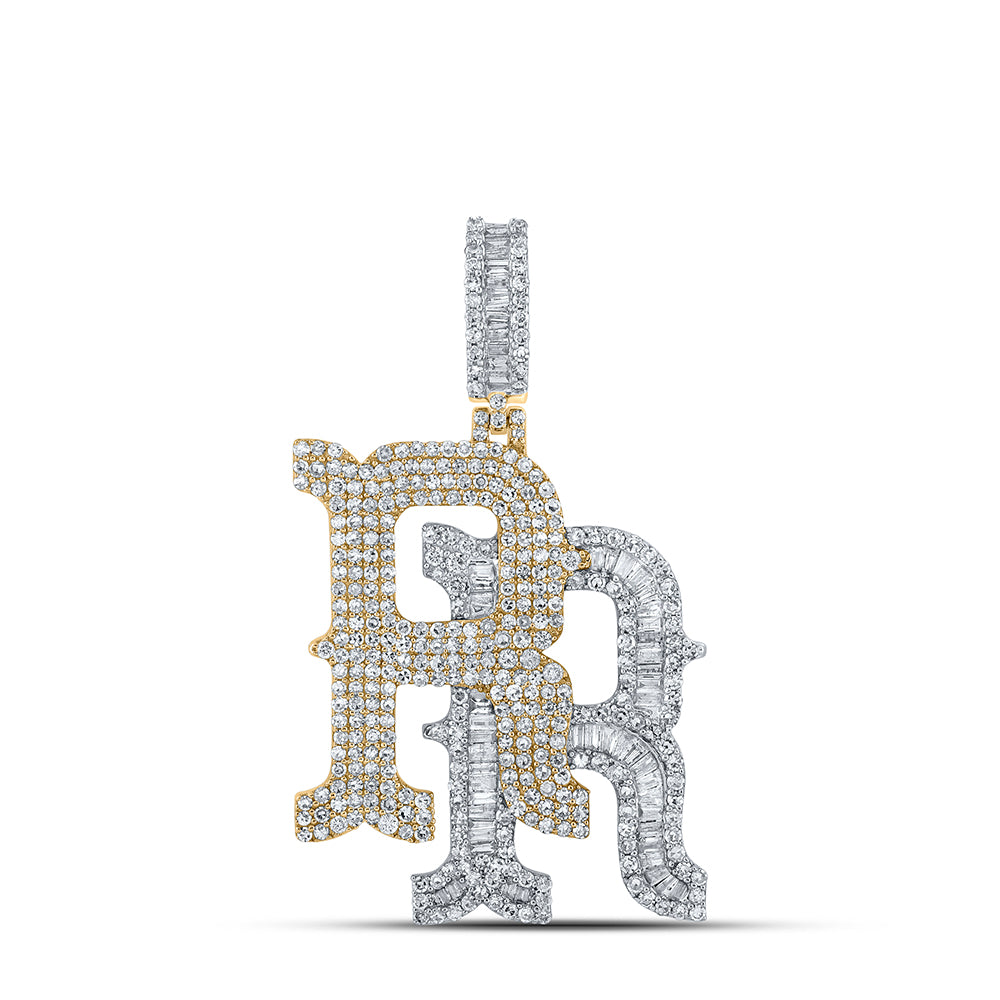 10Kt Yellow Gold 3 Ctw-Dia Nk Initial Rr" Mens Pendant" (10.03 grams)