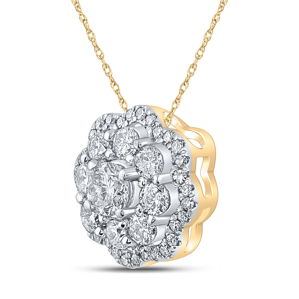 Gold Cluster Pendant 1/2 Cttw Round Natural Diamond Womens (0.77 grams)