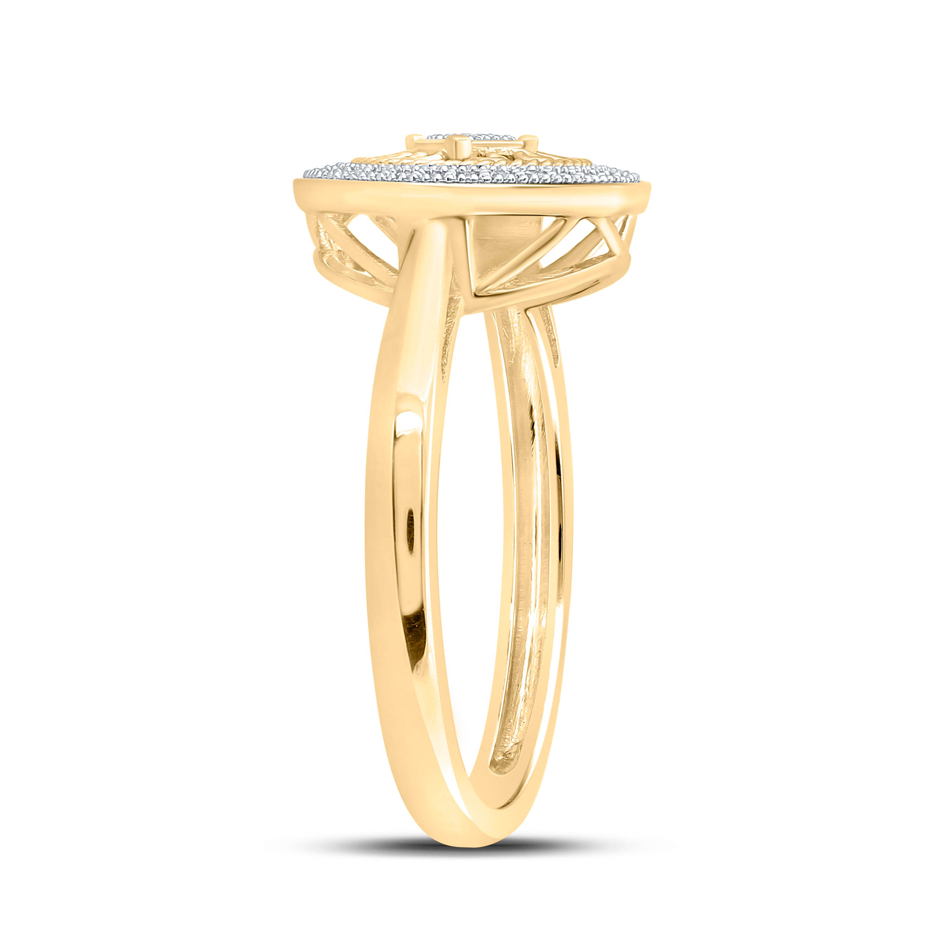 Gold Circle Ring 1/10 Cttw Round Natural Diamond Womens (2.3 grams)