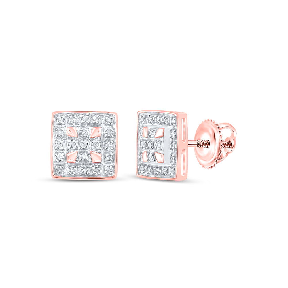 10Kt Rose Gold 1/8Ctw-Dia Gift Square Earring (1.47 grams)