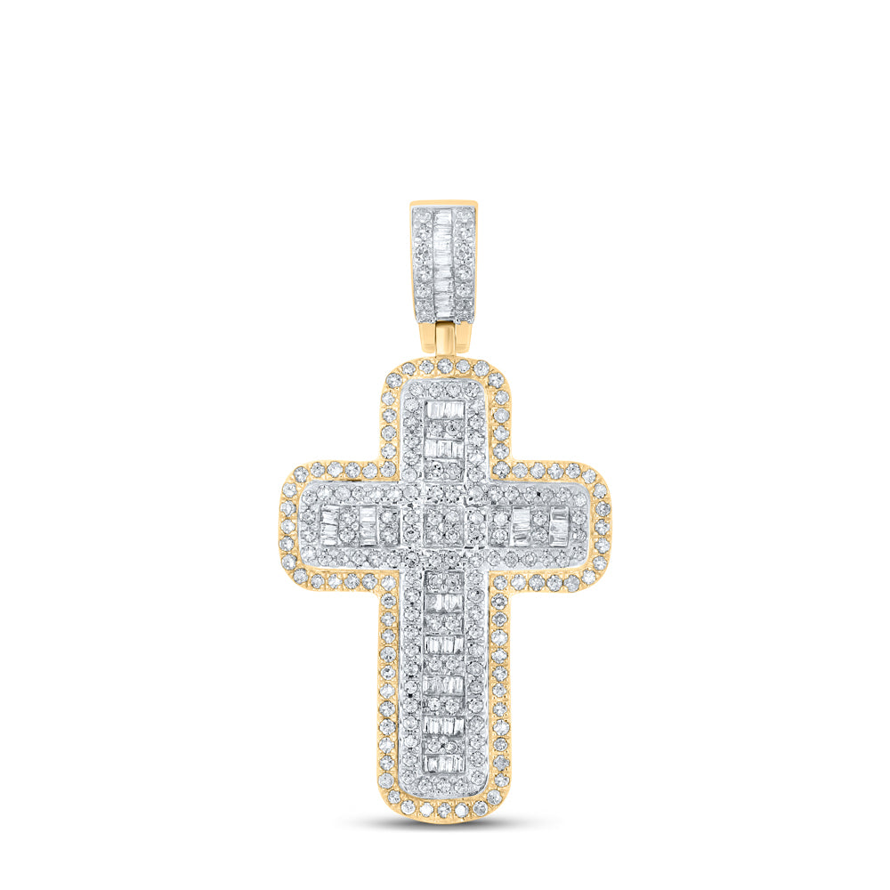 10Kt Yellow Gold 3/4Ctw-Dia Cross Mens Charm (5.36 grams)