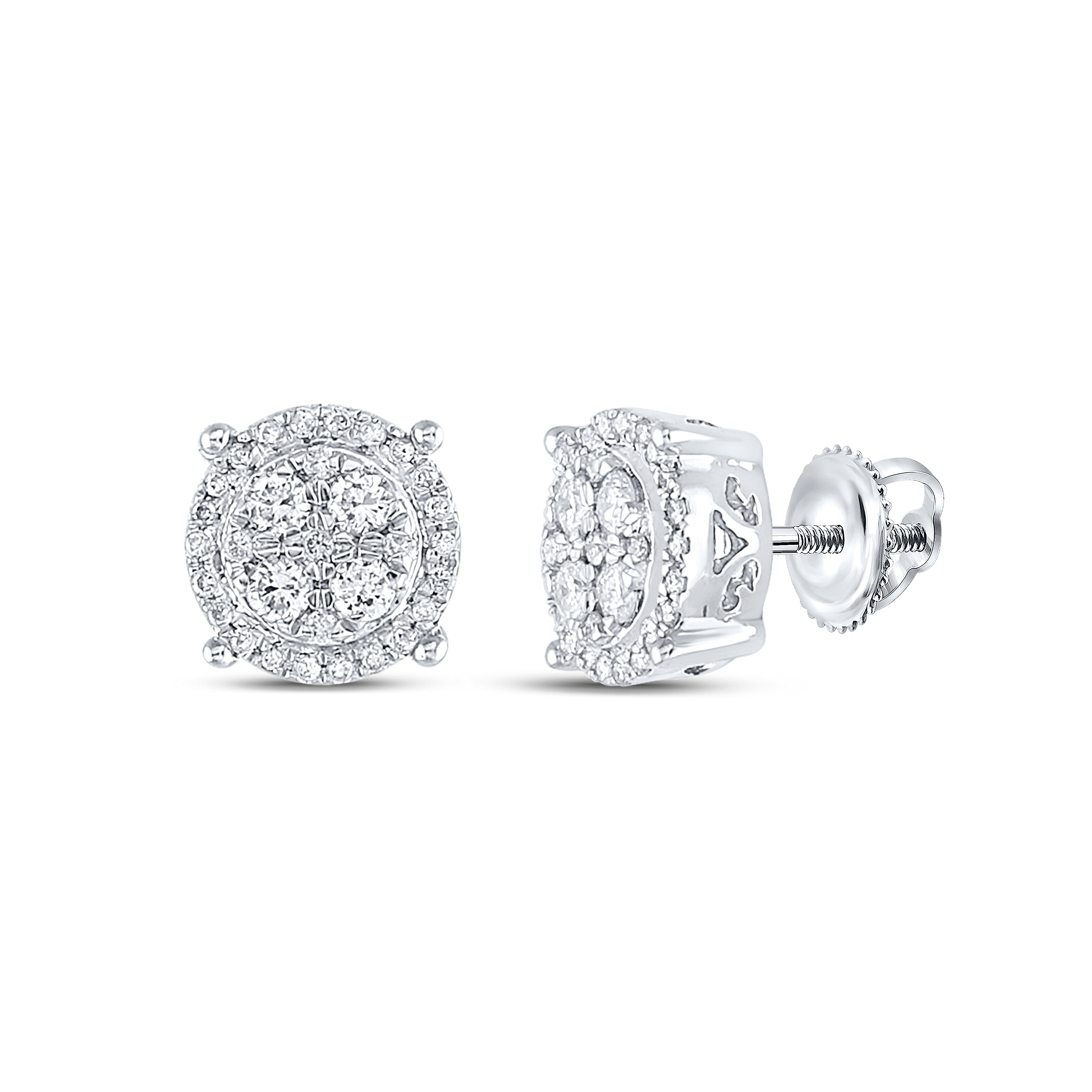 10Kt White Gold 1/2Ct-Dia Nk Round Earring (1.96 grams)