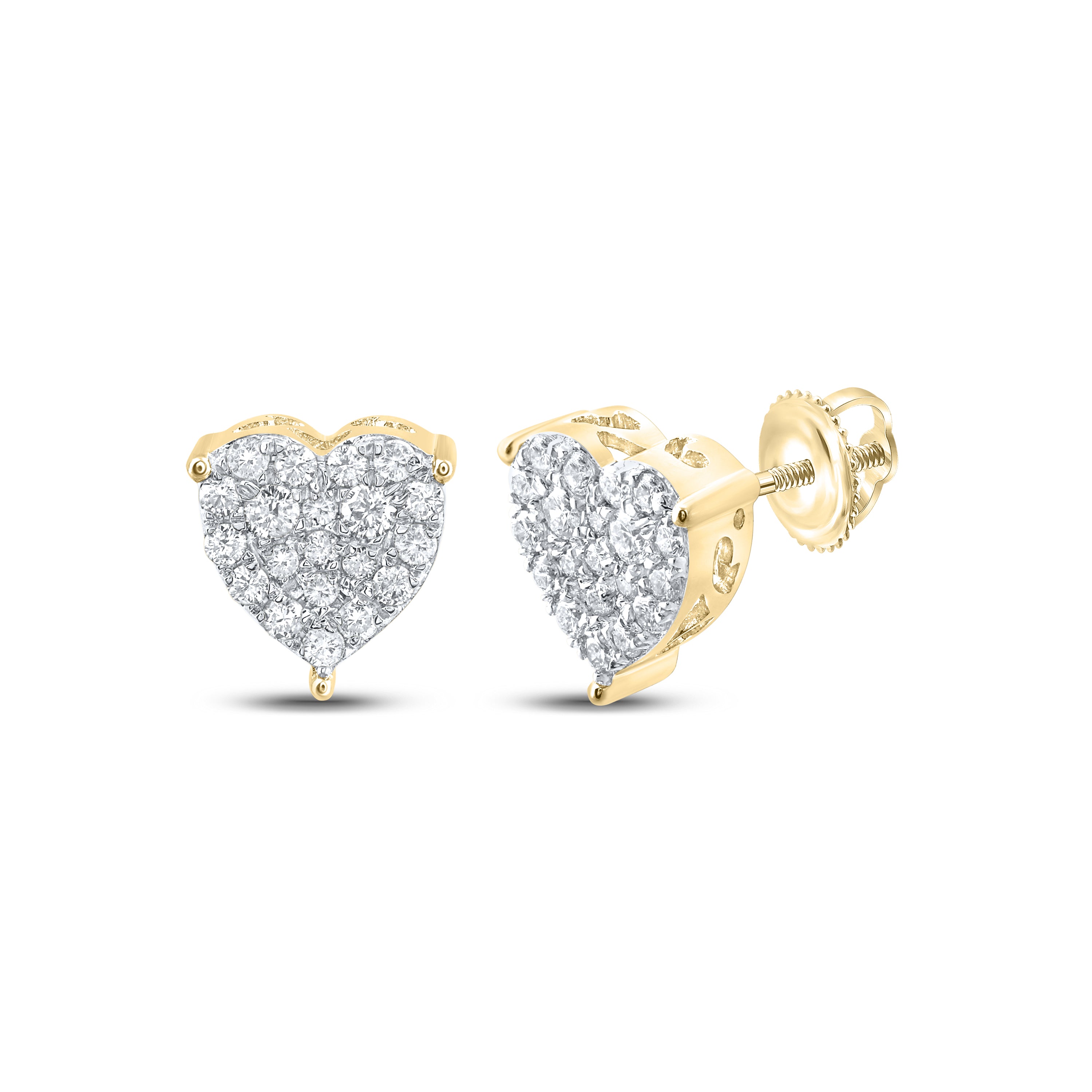 10Kt Yellow Gold 1/2Ct-Dia Nk Fashion Heart Earring (1.9 grams)