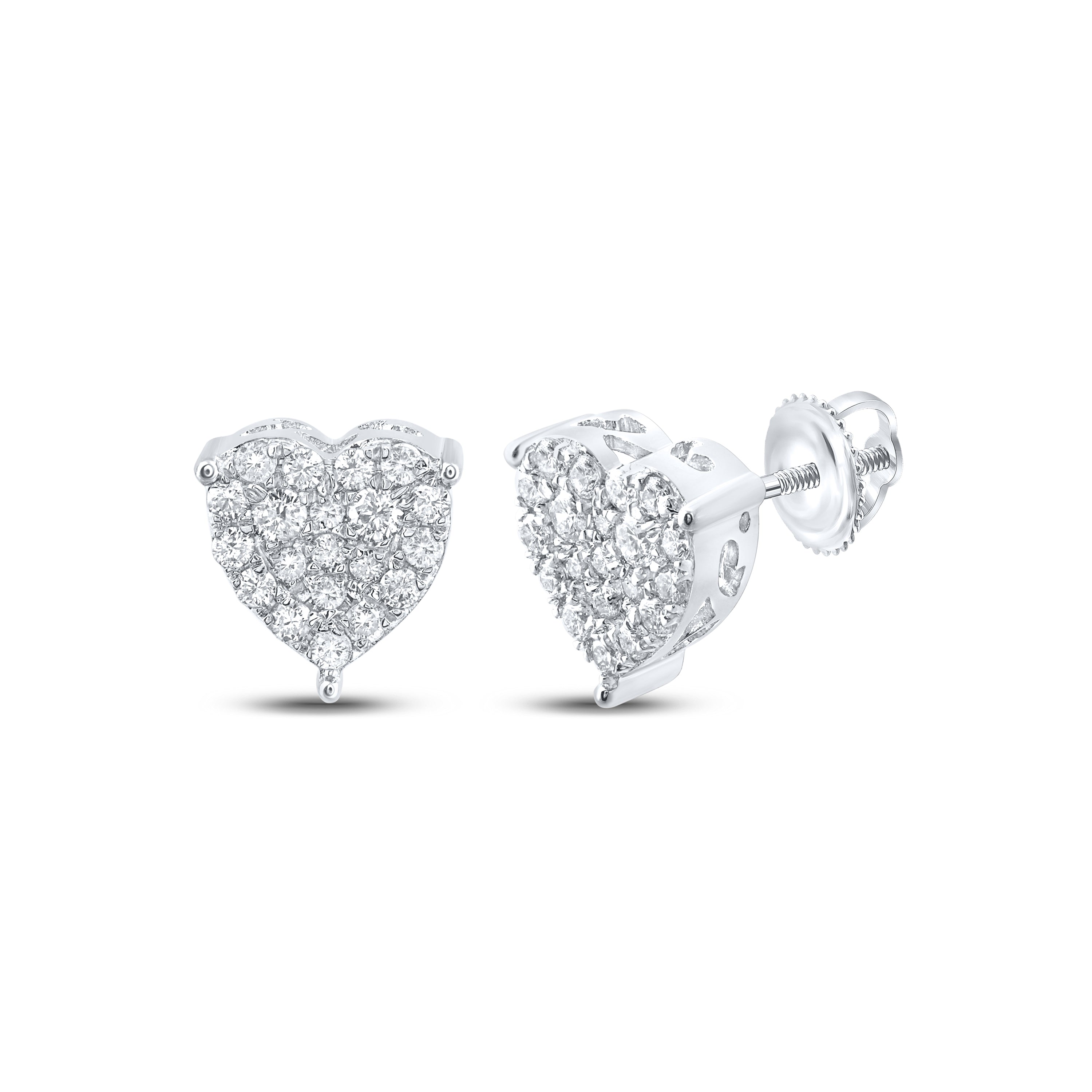 10Kt White Gold 1/2Ct-Dia Nk Fashion Heart Earring (1.87 grams)