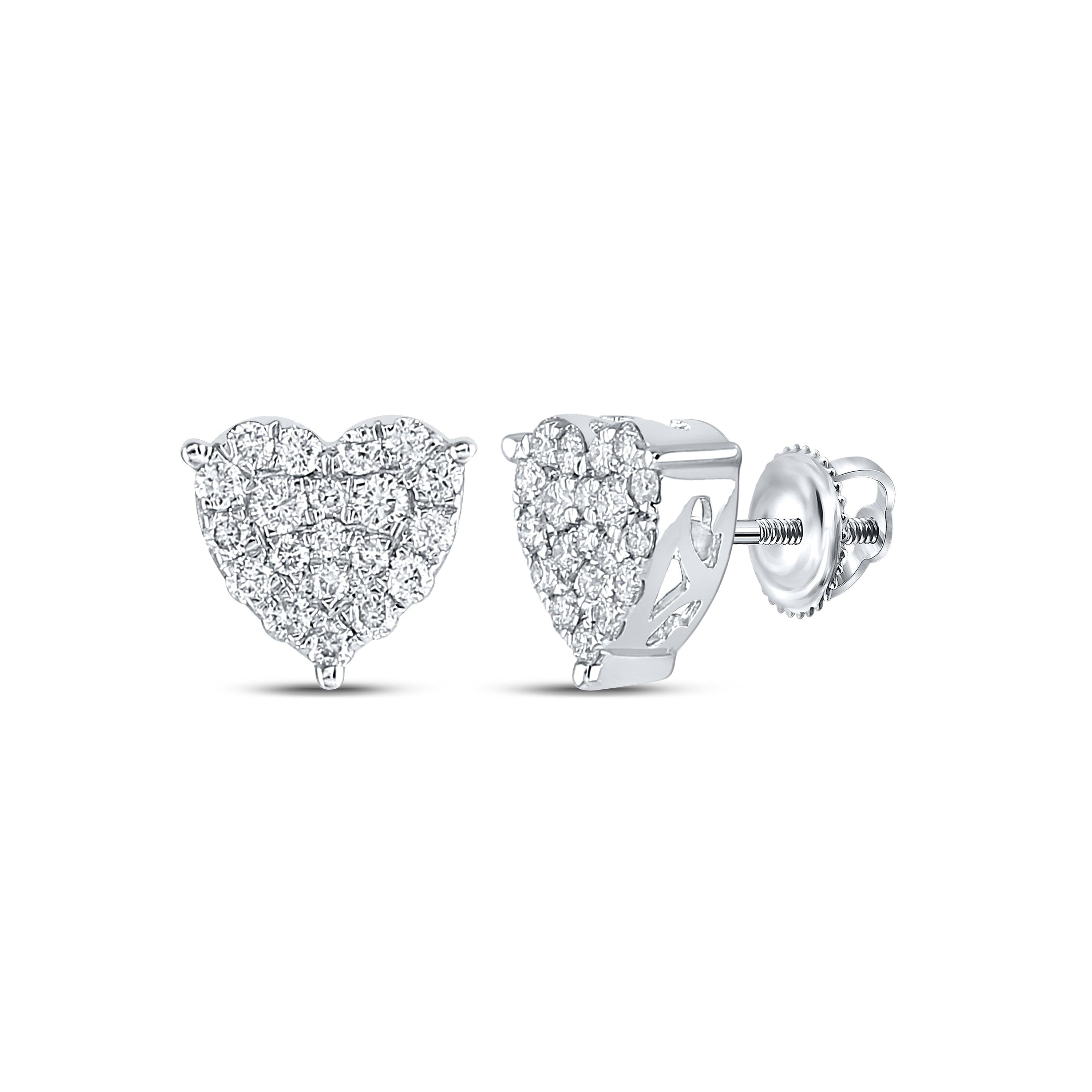 10Kt White Gold 3/4Ct-Dia Nk Fashion Heart Earring (2.65 grams)