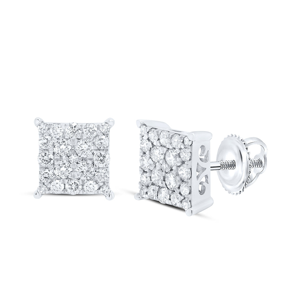 10Kt White Gold 3/4Ct-Dia Nk Fashion Square Earring (1.9 grams)