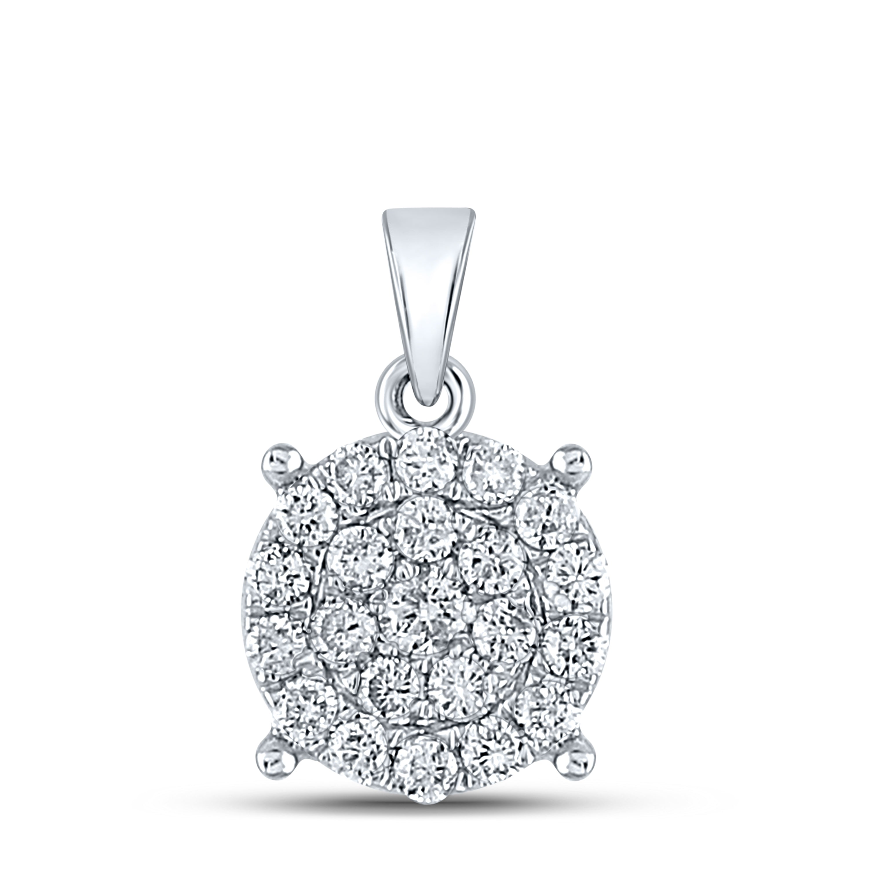 10Kt White Gold 1/2Ctw-Dia Nk Fashion Round Pendant (1.04 grams)