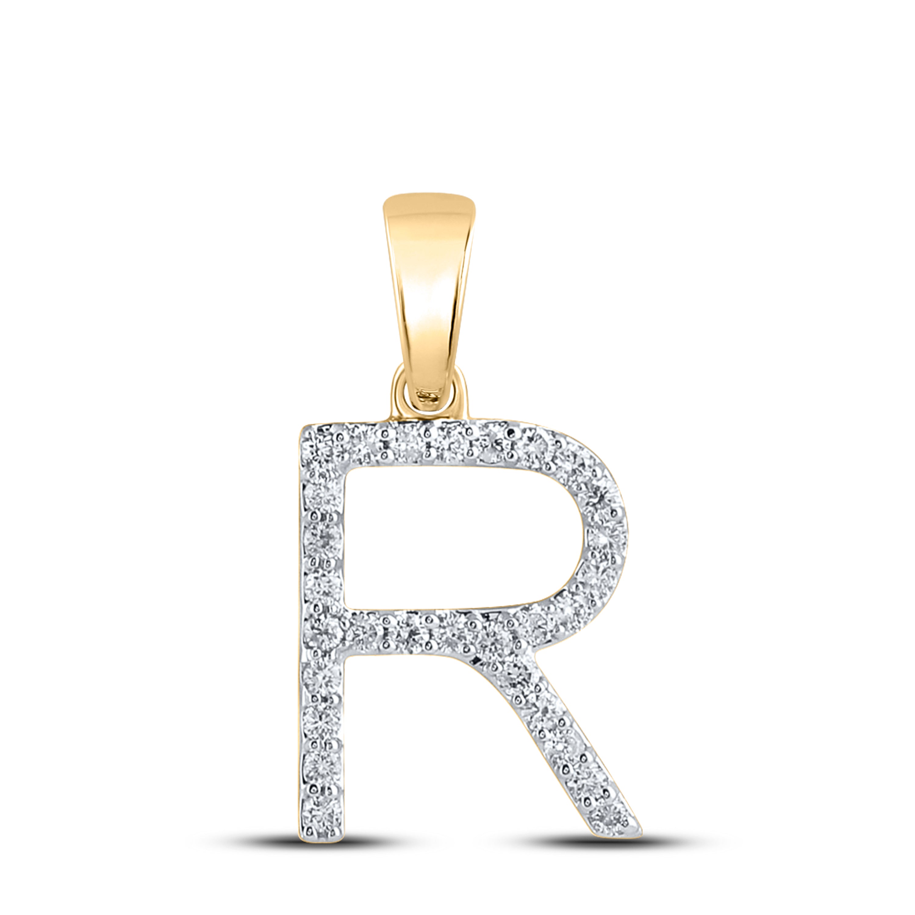 14Kt Yellow Gold 1/5Ct-Dia Cn Ladies Initial R" Pendant" (1.28 grams)