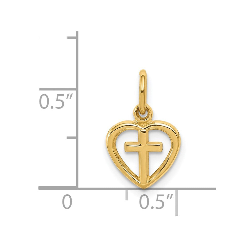14k Small Cross in Heart Charm (0.54 grams)