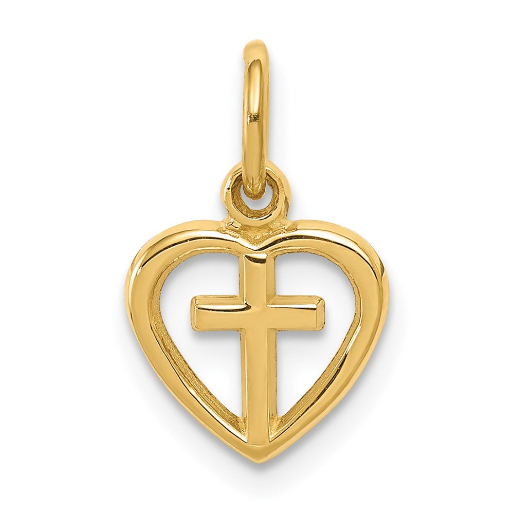 14k Small Cross in Heart Charm (0.54 grams)