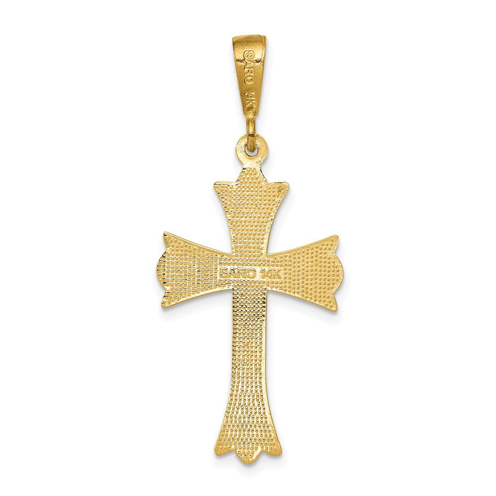 14k Yellow Gold 17 mm Fleur De Lis Cross Pendant (1.85 grams)