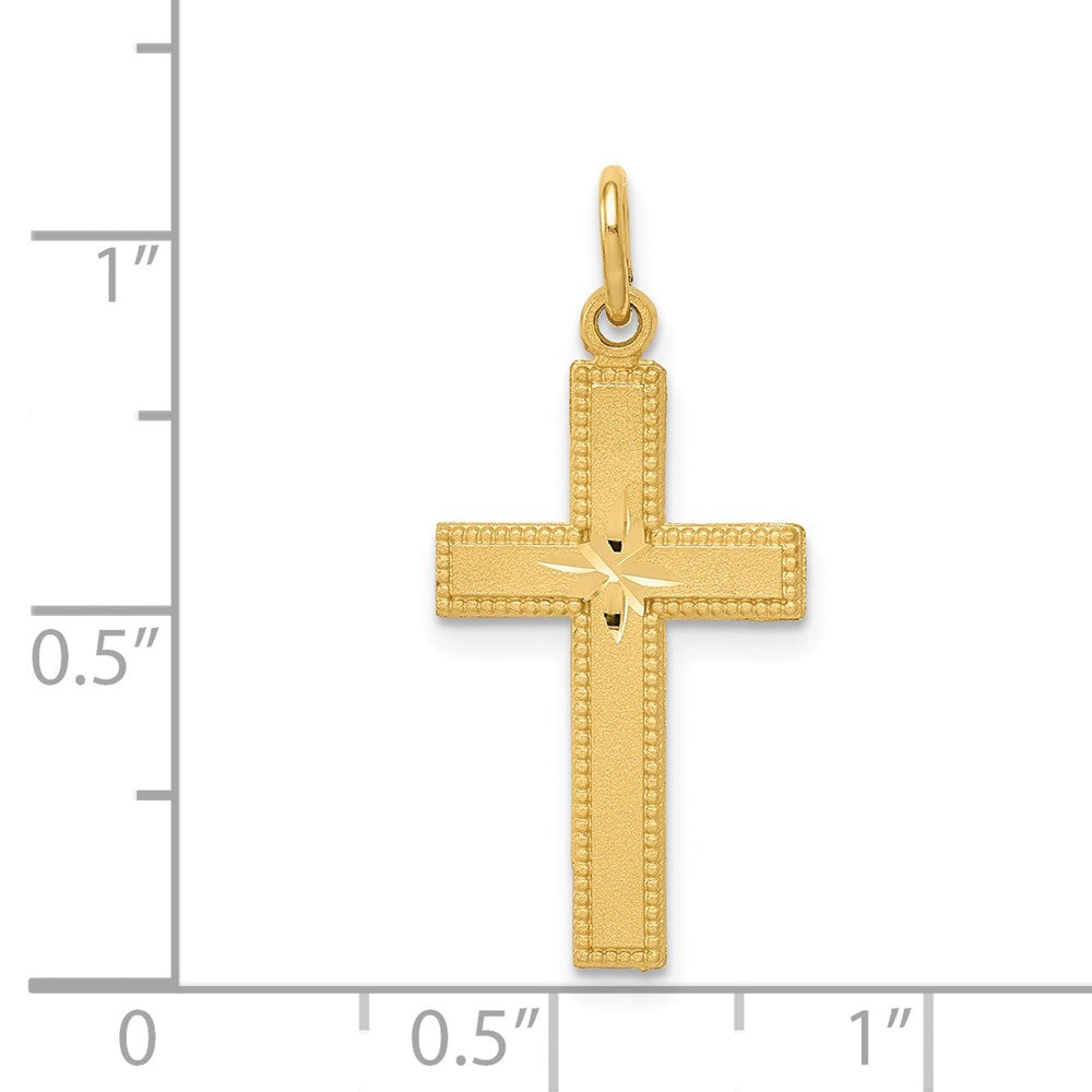 14k Yellow Gold 12 mm Diamond-cut Cross Pendant (0.95 grams)