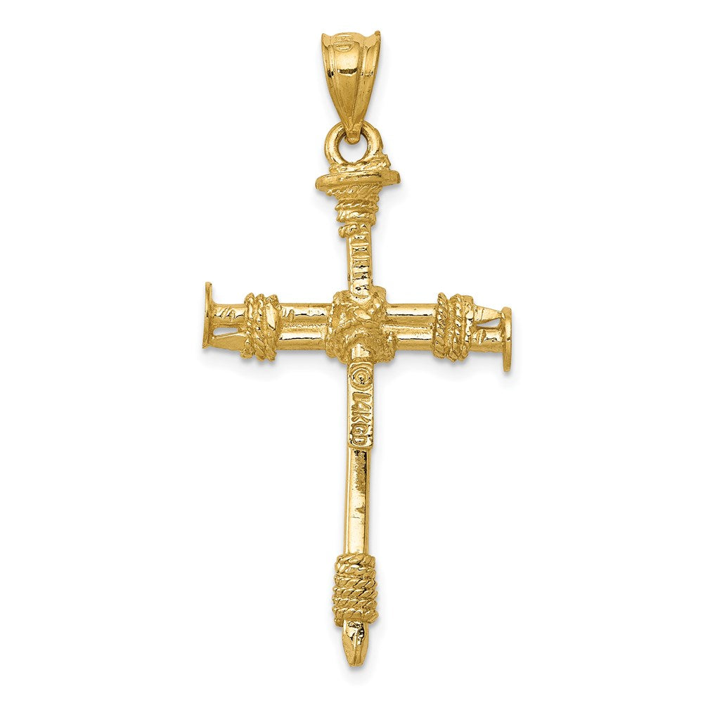 14k Yellow Gold 20 mm Polished Nail Cross Pendant (2.69 grams)
