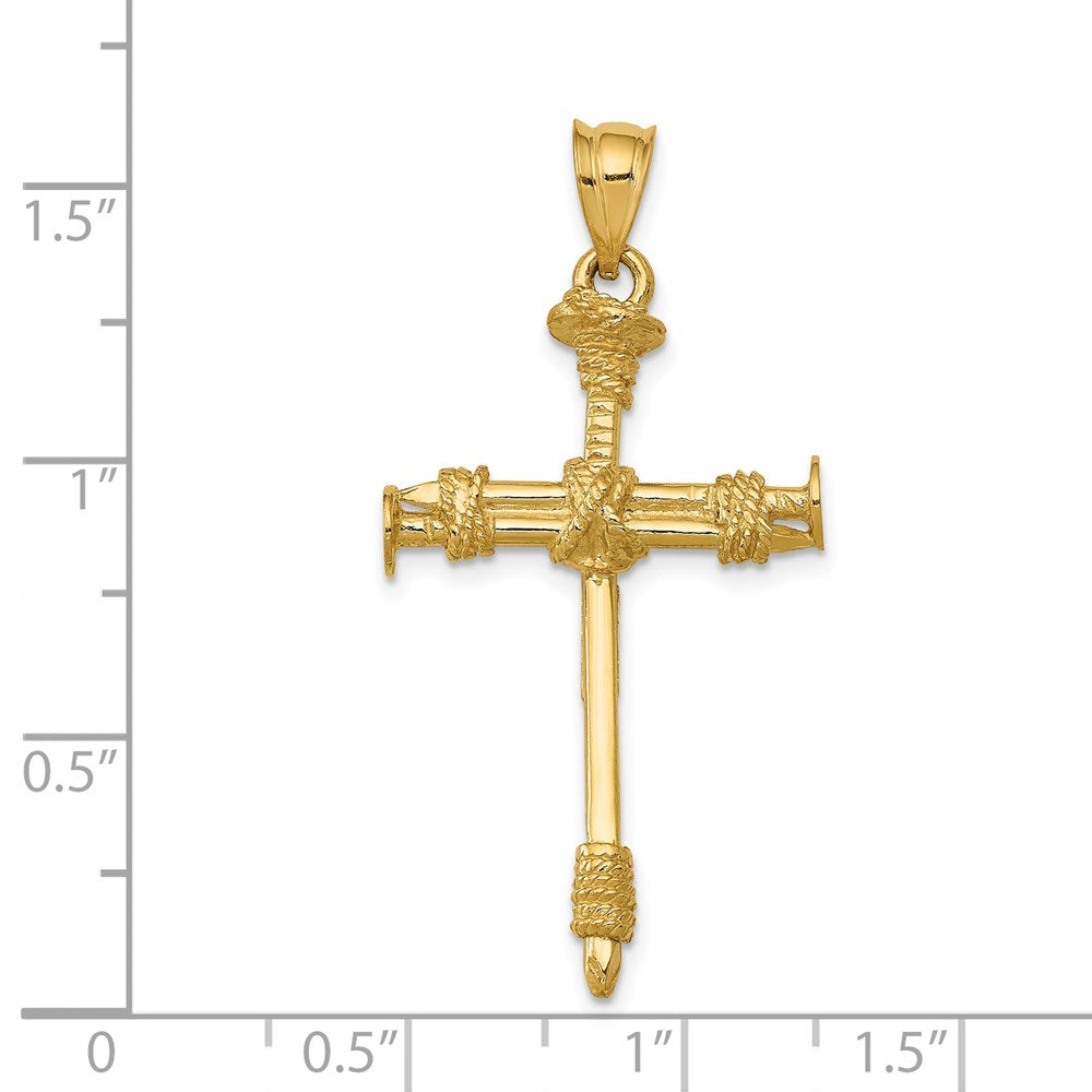 14k Yellow Gold 20 mm Polished Nail Cross Pendant (2.69 grams)