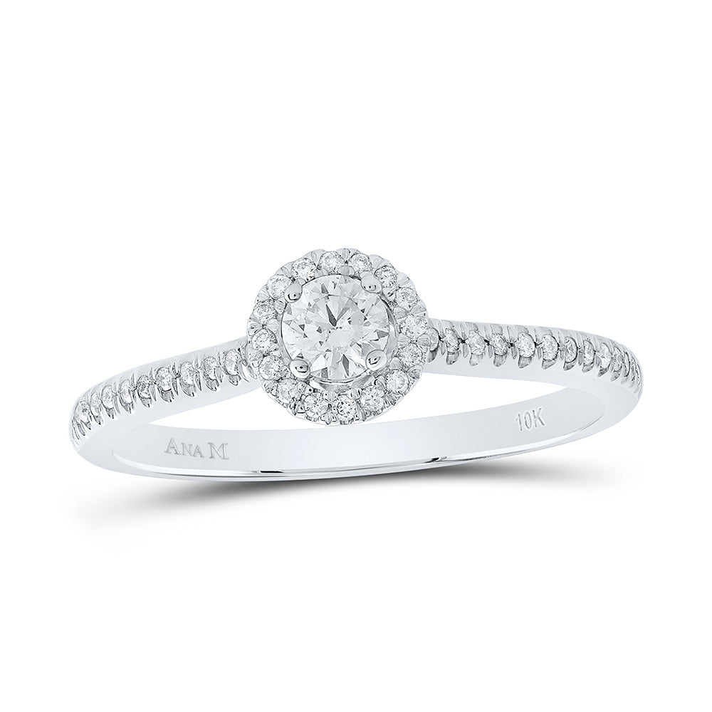 1/3Ctw-Dia Ana M 1/5Ct-Crd Engagement Single Halo Ring (1.9 grams)