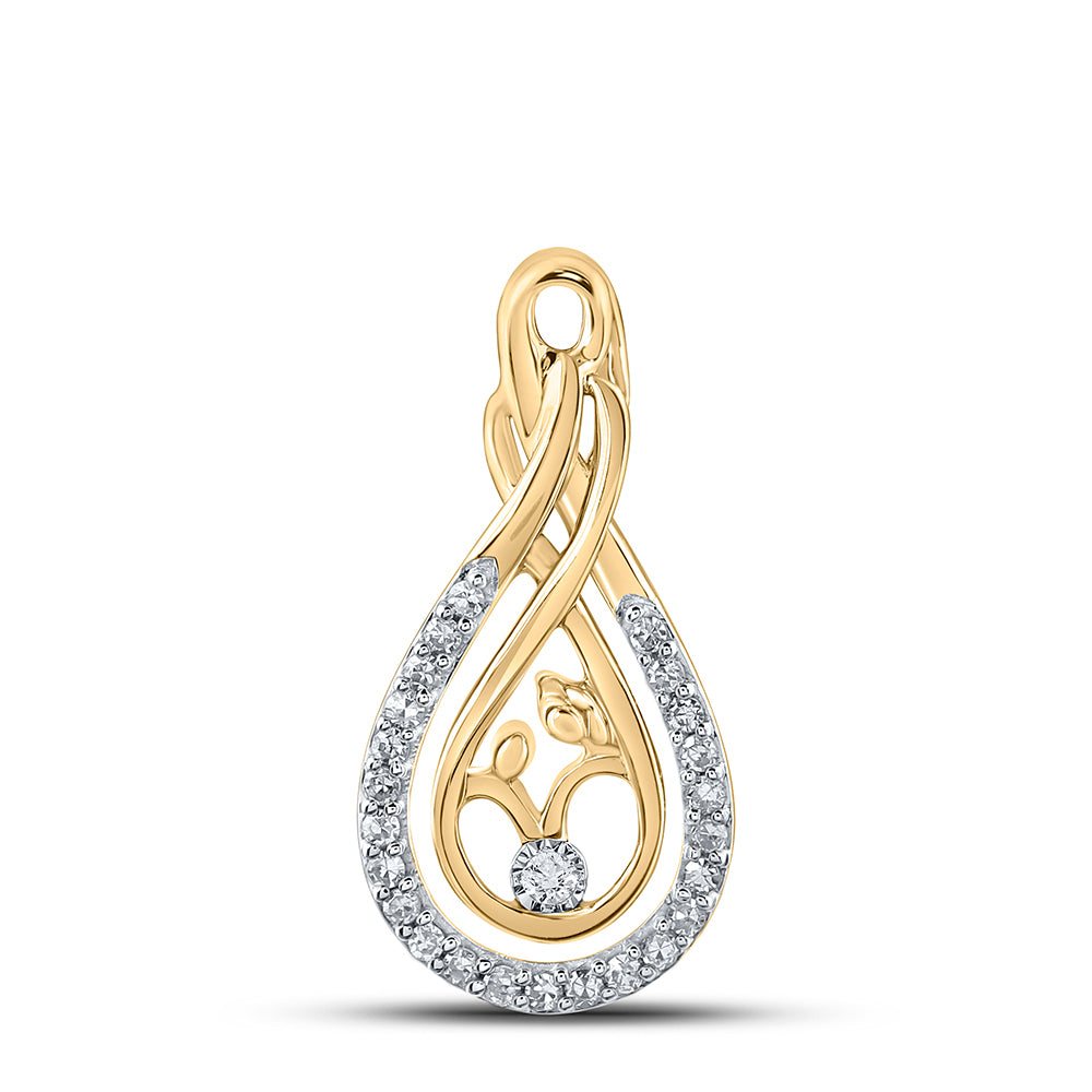 Gold Child Mom Pendant 1/10 Cttw Round Natural Diamond Womens (0.84 grams)