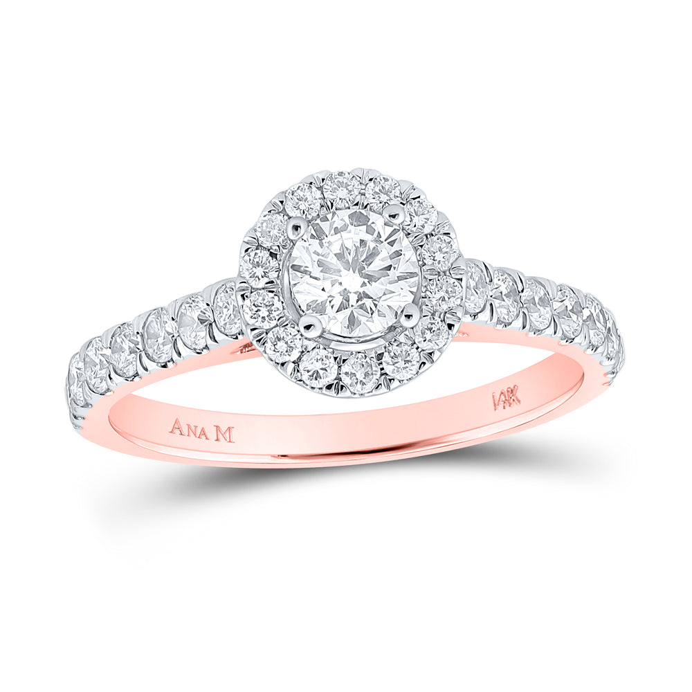 1Ctw-Dia Ana M 3/8Ct-Crd Single Halo Engagement Ring (2.8 grams)