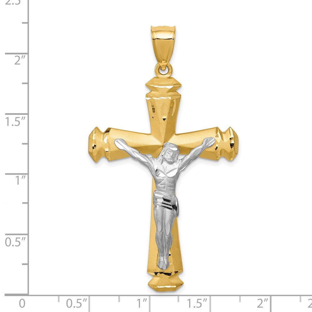 14k Two-tone 33 mm Satin Two-tone Jesus Crucifix Pendant (5.42 grams)