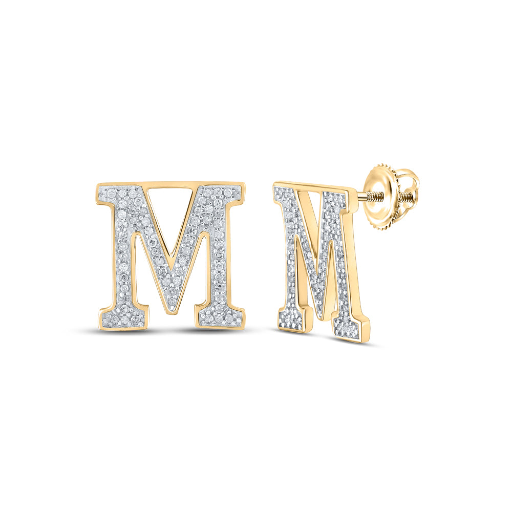 1/4Ctw-Dia P1P2 Initial "M" Gift Earring (1.68 grams)