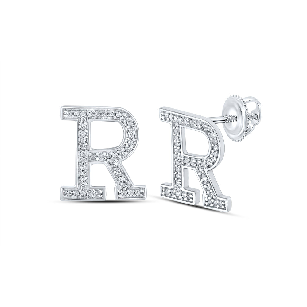 1/6Ctw-Dia P1P2 Initial "R" Gift Earring (1.51 grams)
