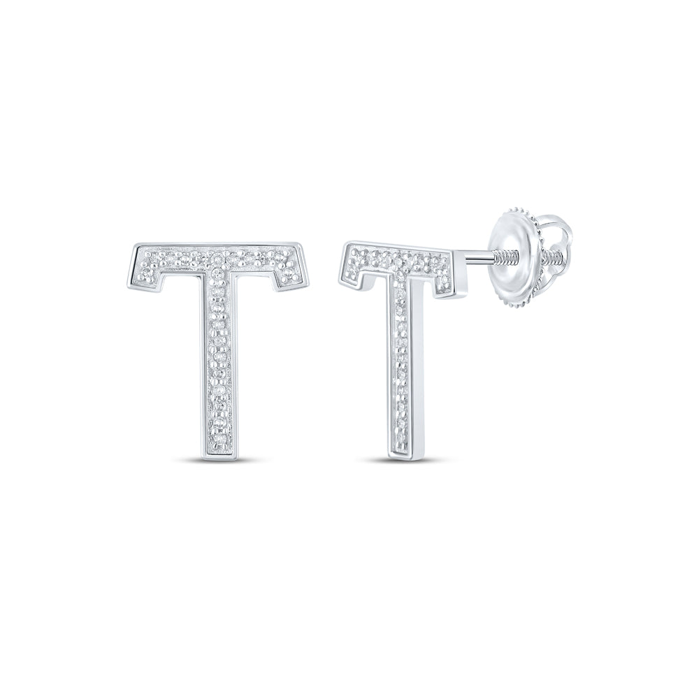 1/10Ctw-Dia P1P2 Initial "T" Gift Earring (1 grams)