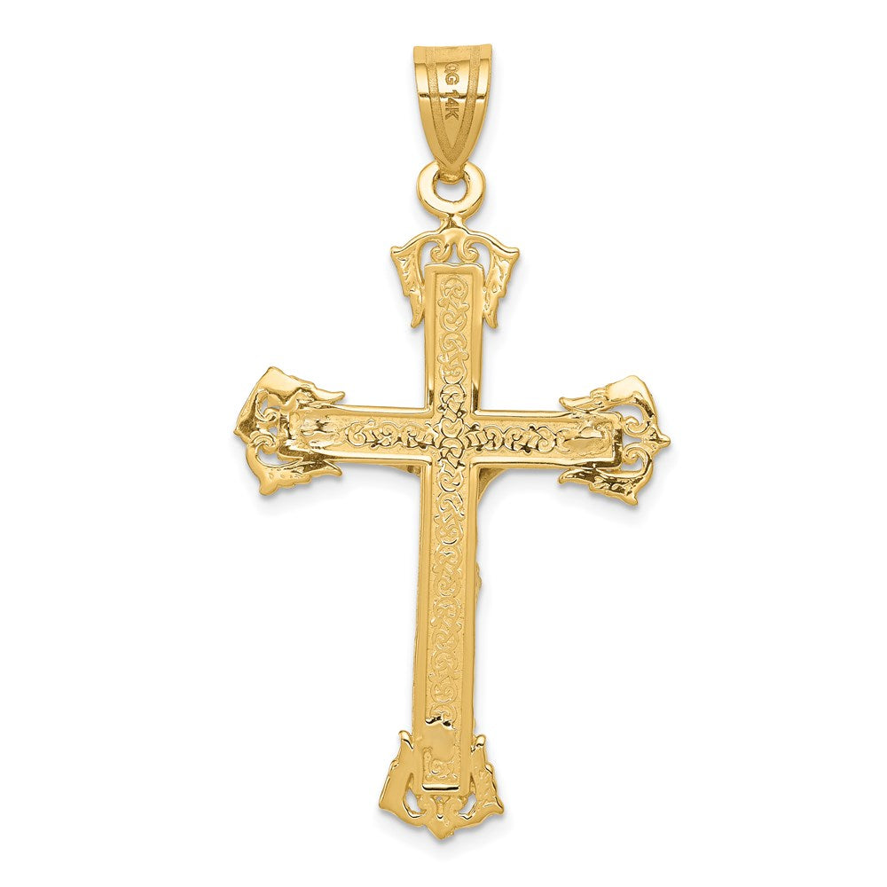 14k Two-tone 28 mm Diamond-cut Jesus Crucifix Pendant (3.16 grams)