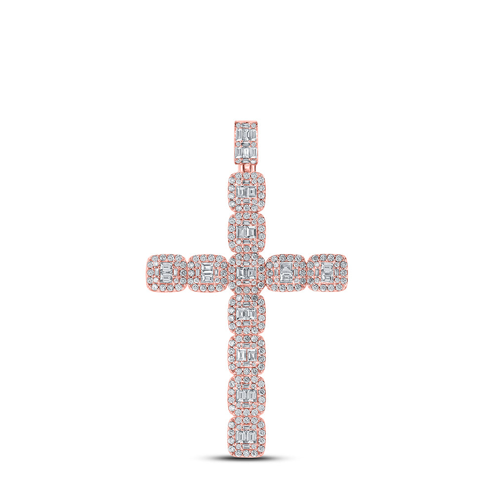 10Kt Rose Gold 3 1/3Ctw-Dia Cn Cross Mens Charm (13.99 grams)