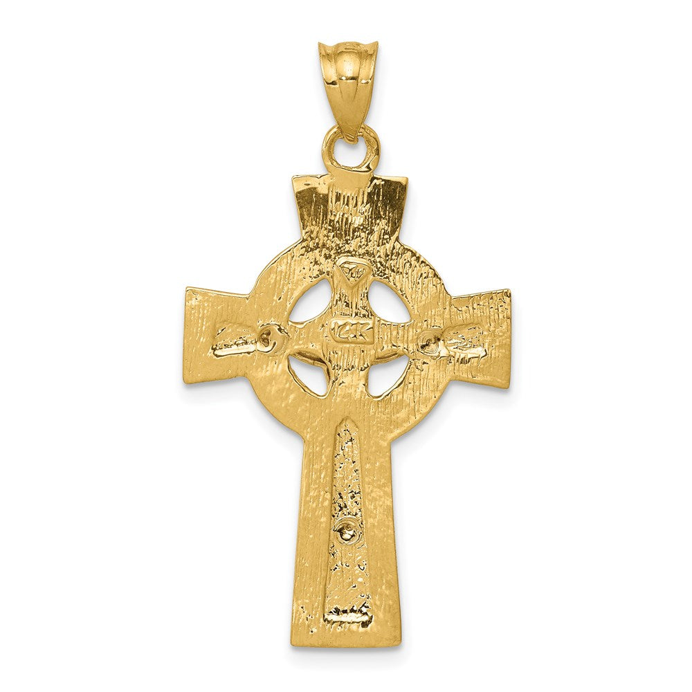 14k Two-tone 21 mm INRI Celtic Jesus Crucifix Pendant (2.74 grams)