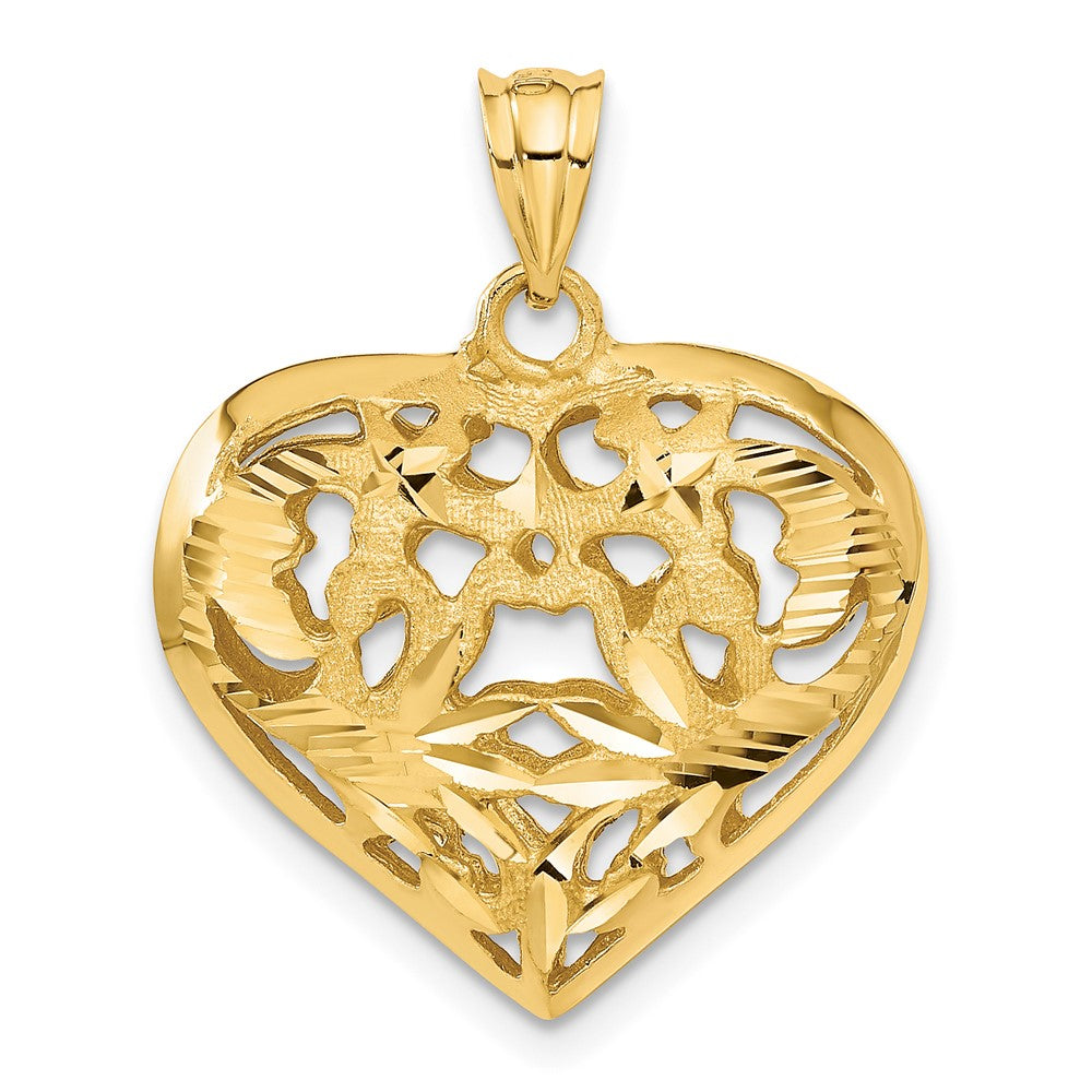 14k Yellow Gold 22 mm Fancy 3D Heart Charm (3.58 grams)