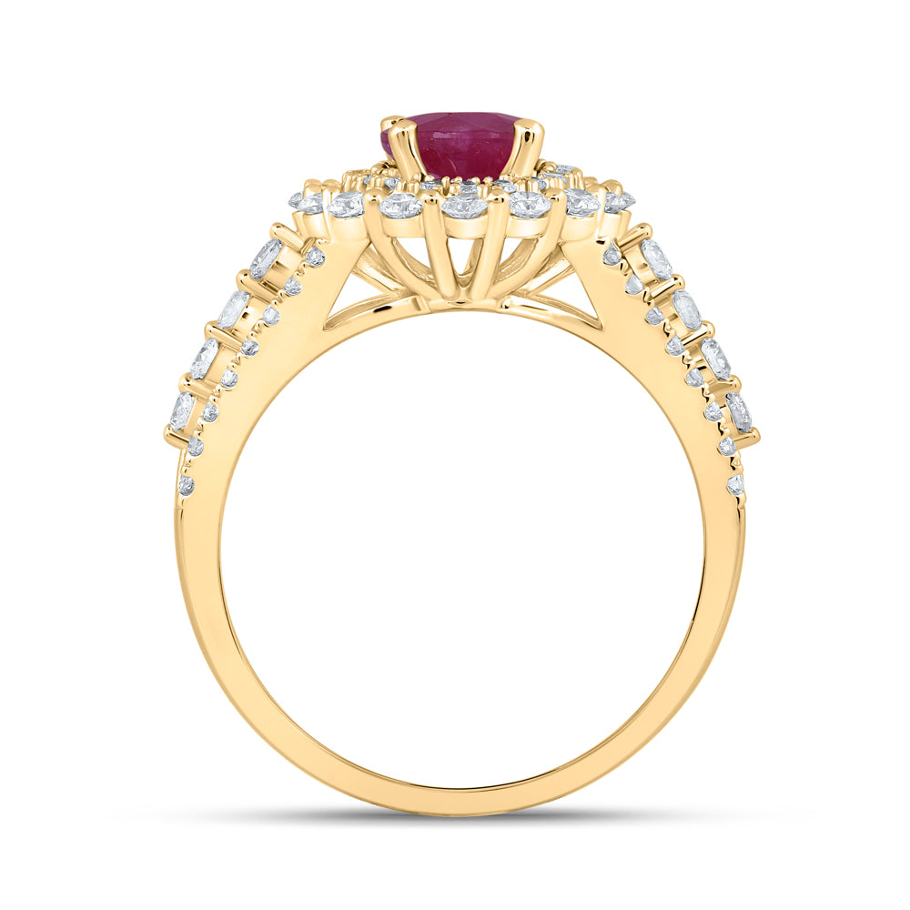 14Kt Yellow Gold 7/8Ctw-Dia Ana M 8X6 Mm Ruby-Oval Nat Gem Ring (4.75 grams)