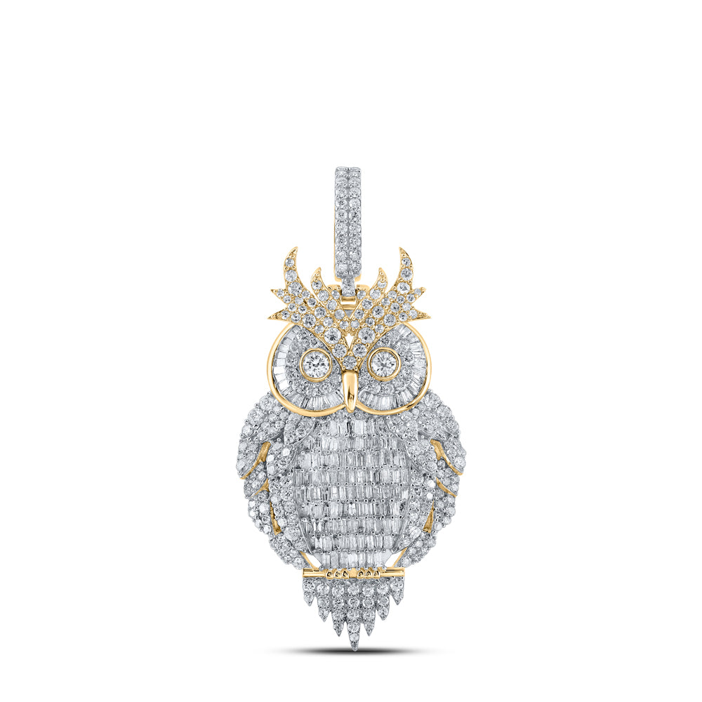 14Kt Yellow Gold 3 7/8Ctw-Dia Nk Owl Mens Charm (13.33 grams)