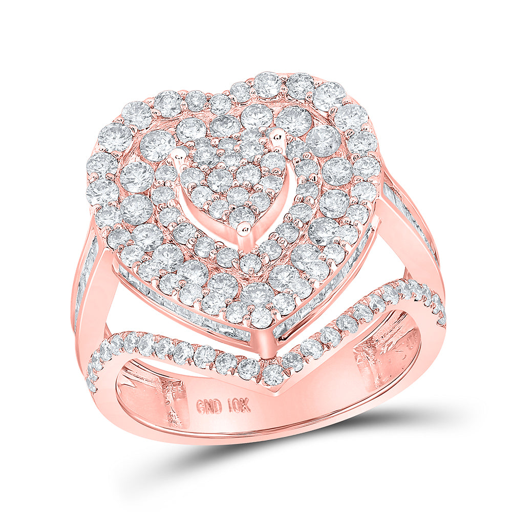 10Kt Rose Gold 2 1/3Ctw-Dia Cn Heart Ring (4.99 grams)