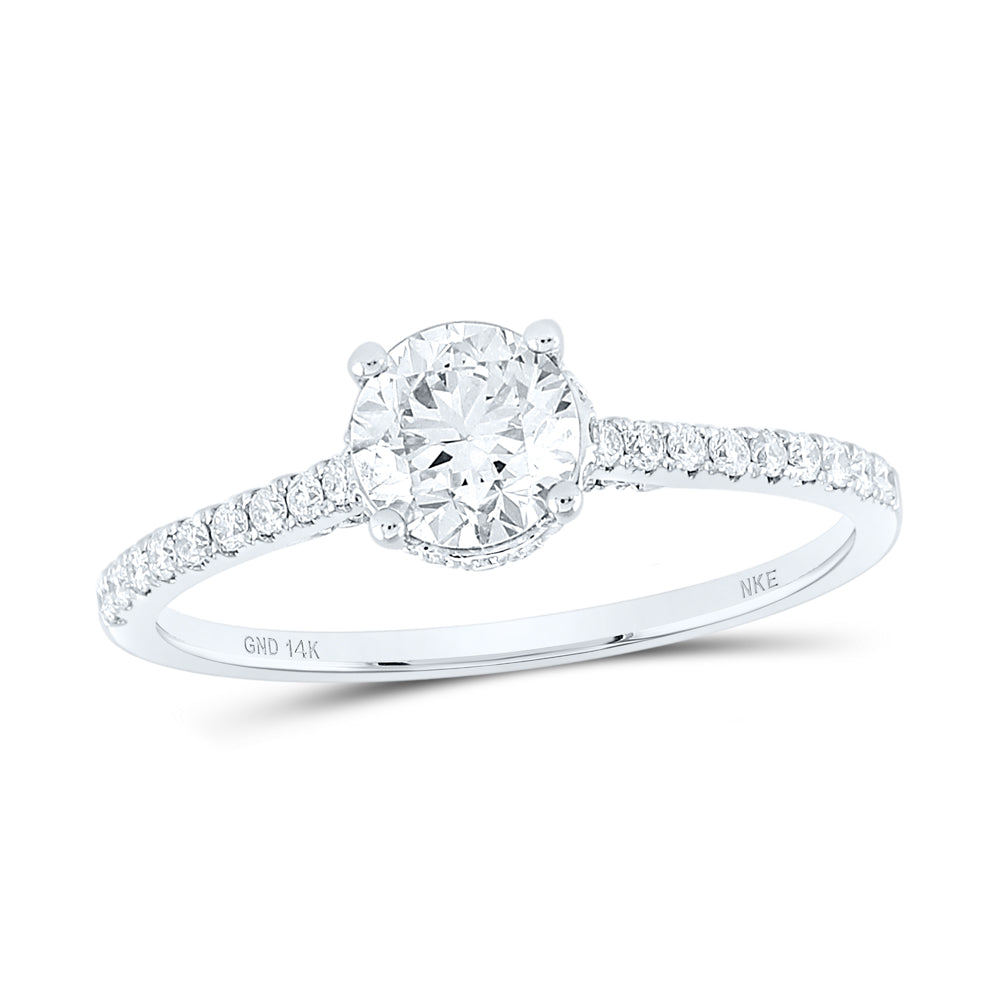 14Kt White Gold 1Ctw-Dia Nke 3/4Ct-Crd Engagement Ring (1.49 grams)