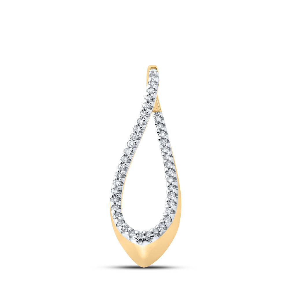 Gold Teardrop Pendant 1/8 Cttw Round Natural Diamond Womens (1.41 grams)