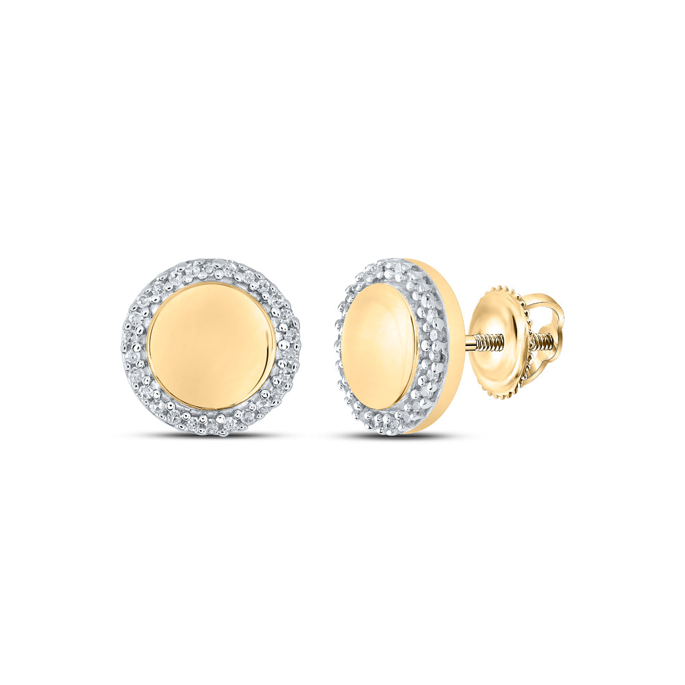 Gold Circle Earrings 1/10 Cttw Round Natural Diamond Womens (1.64 grams)