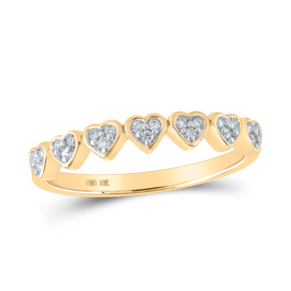 Gold Heart Ring 1/8 Cttw Round Natural Diamond Womens (1.71 grams)