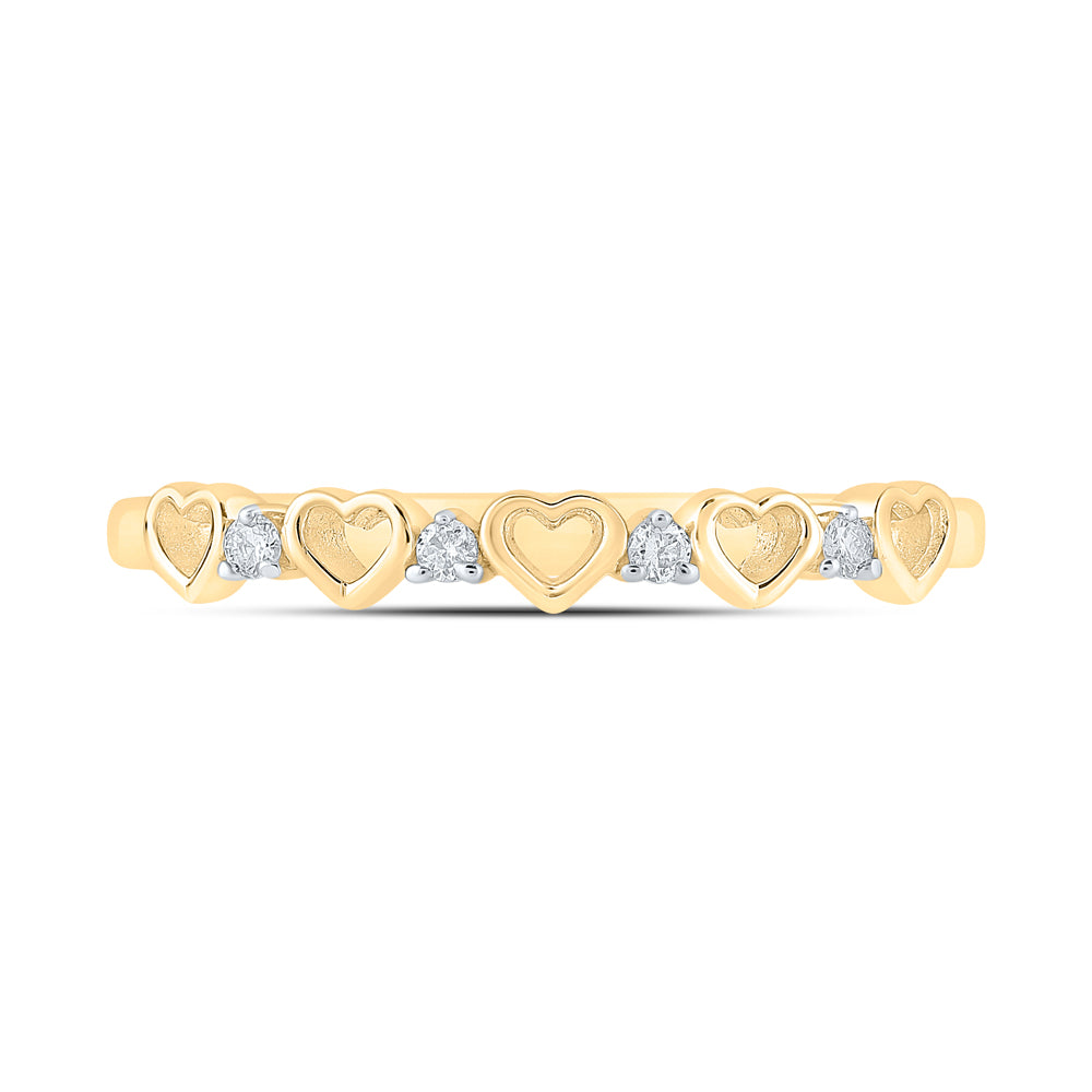 Gold Heart Ring 1/20 Cttw Round Natural Diamond Womens (1.35 grams)