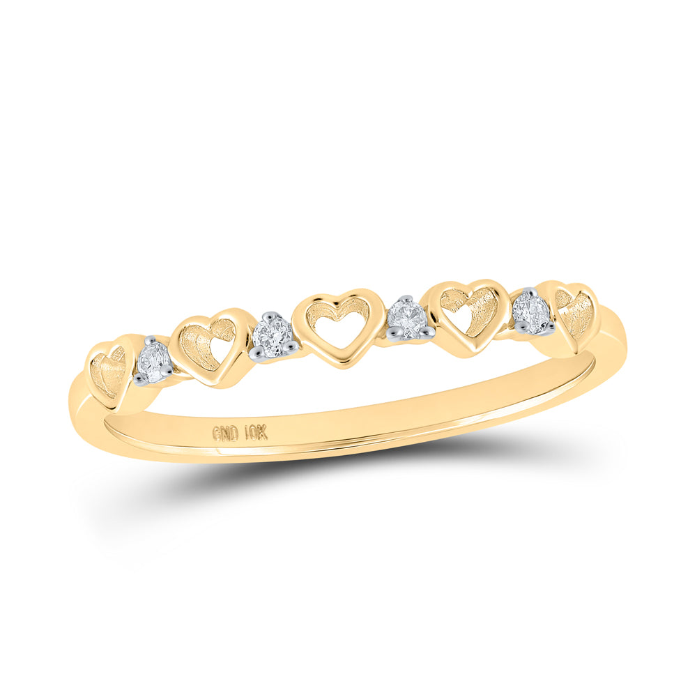 Gold Heart Ring 1/20 Cttw Round Natural Diamond Womens (1.35 grams)