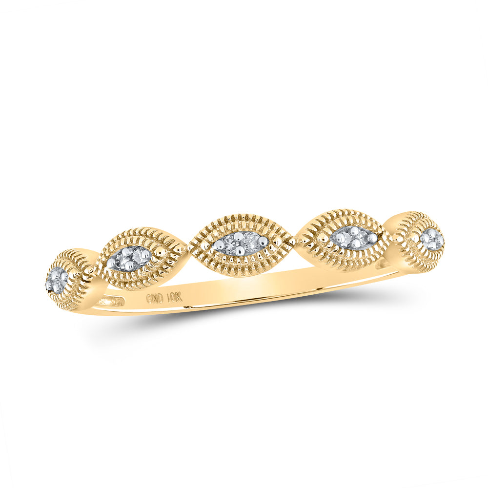 Gold Band Ring 1/20 Cttw Round Natural Diamond Womens (1.34 grams)