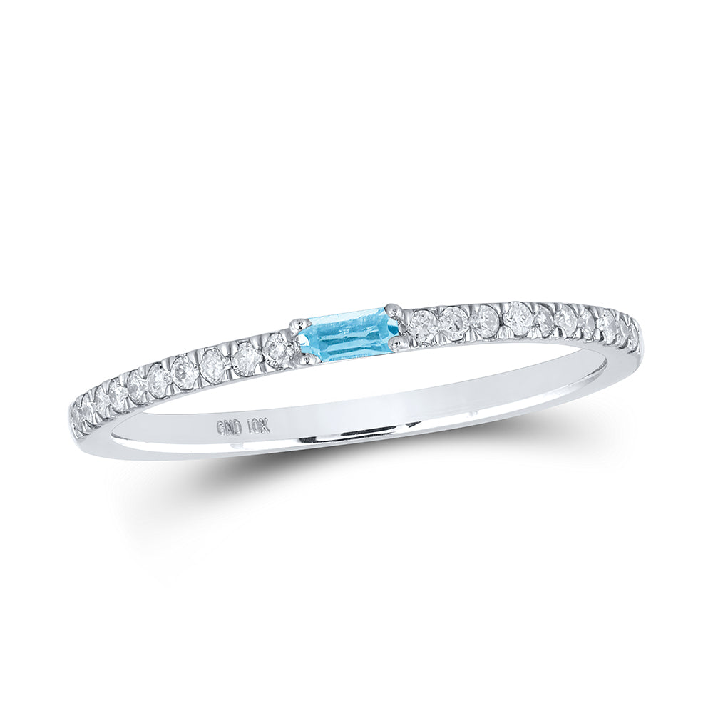 1/8Ctw-Diamond 1/20Ctw-Aqua Natural Gem Band (1.1 grams)