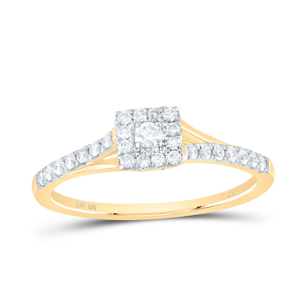 Gold Halo Promise Ring 1/4 Cttw Round Natural Diamond Womens (1.71 grams)