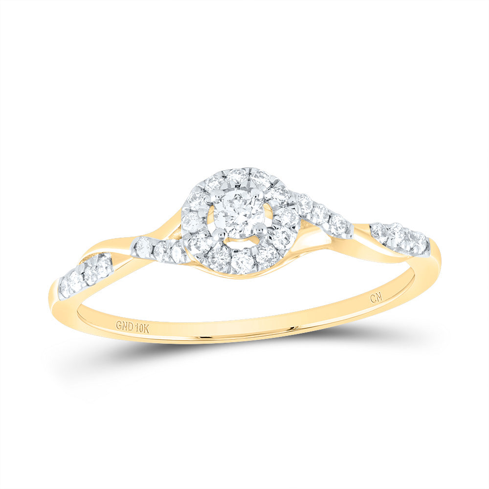 Gold Halo Promise Ring 1/5 Cttw Round Natural Diamond Womens (1.39 grams)