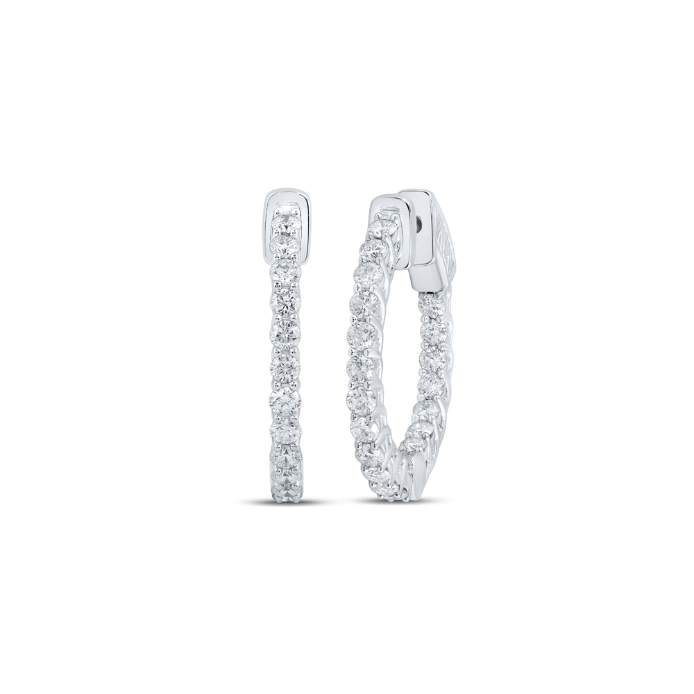 10Kt White Gold 2 Ctw-Dia Cn Fashion Hoops Earring (8.79 grams)