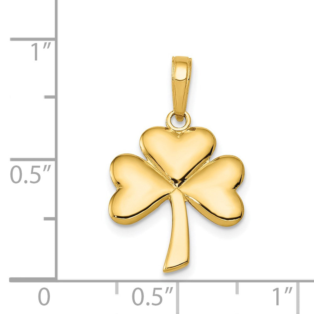 14k Yellow Gold 15 mm Polished Solid Shamrock Pendant (1.8 grams)