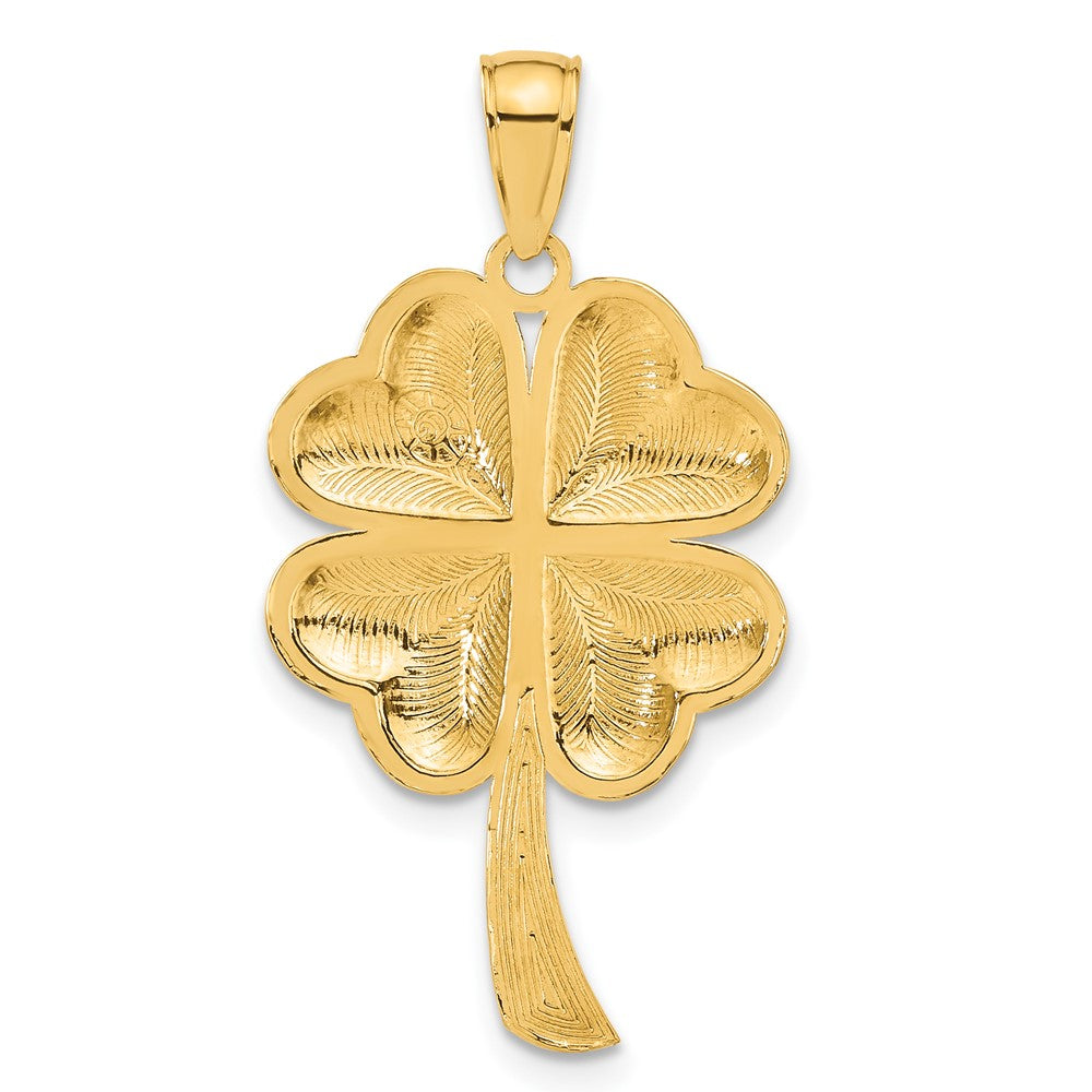 14k Yellow Gold 18 mm Solid Polished 4-Leaf Clover Pendant (2.01 grams)