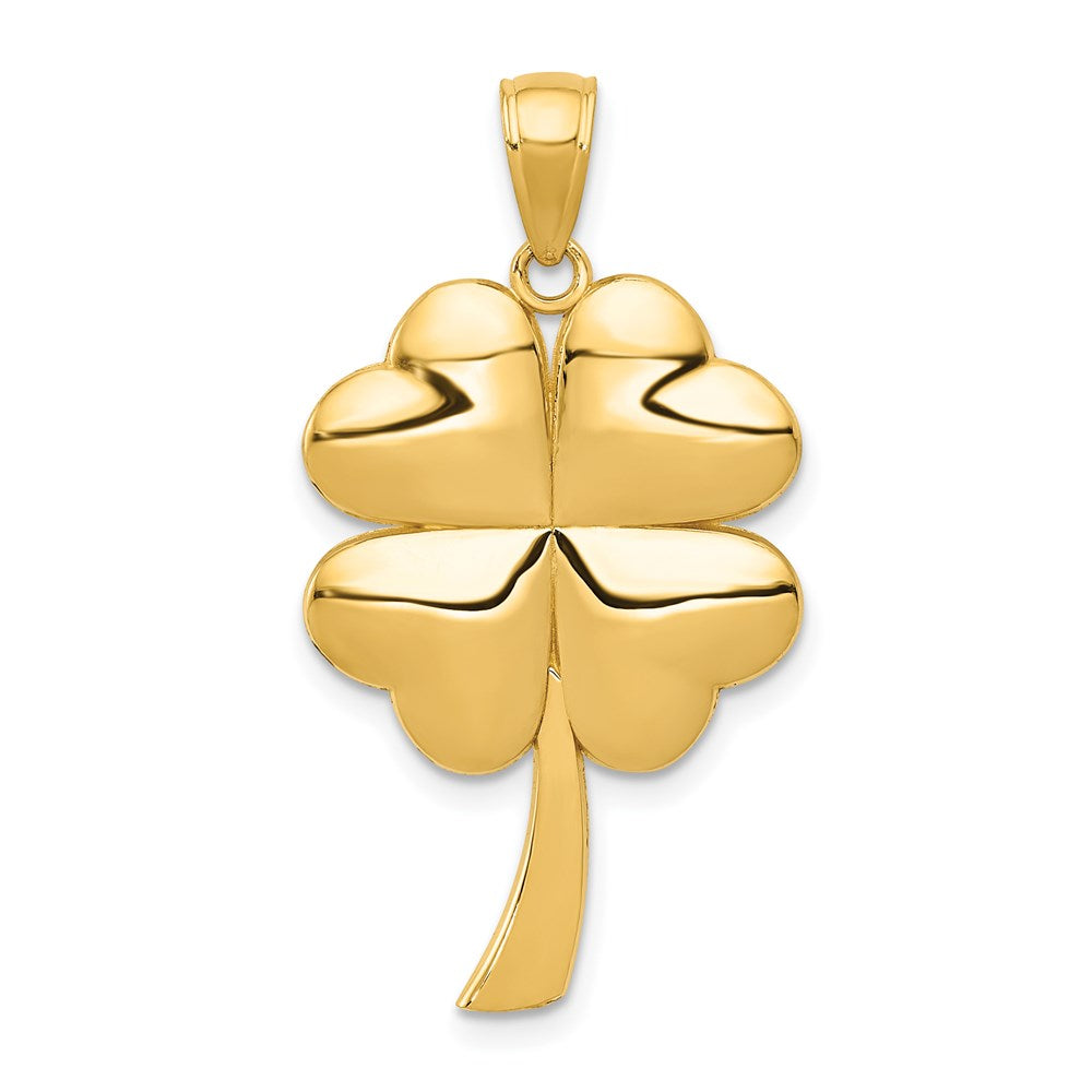14k Yellow Gold 18 mm Solid Polished 4-Leaf Clover Pendant (2.01 grams)