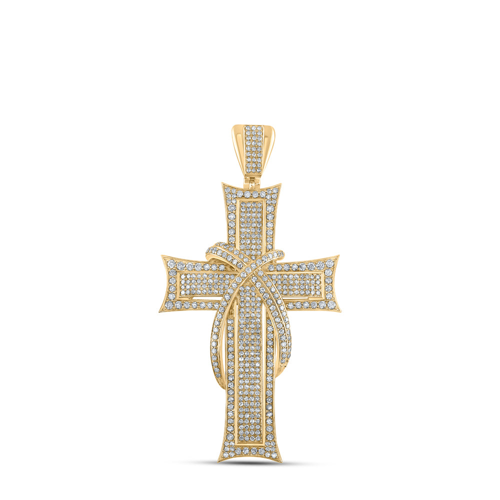 10Kt Yellow Gold 2 1/3Ctw-Dia Nk Cross Mens Charm (13.37 grams)