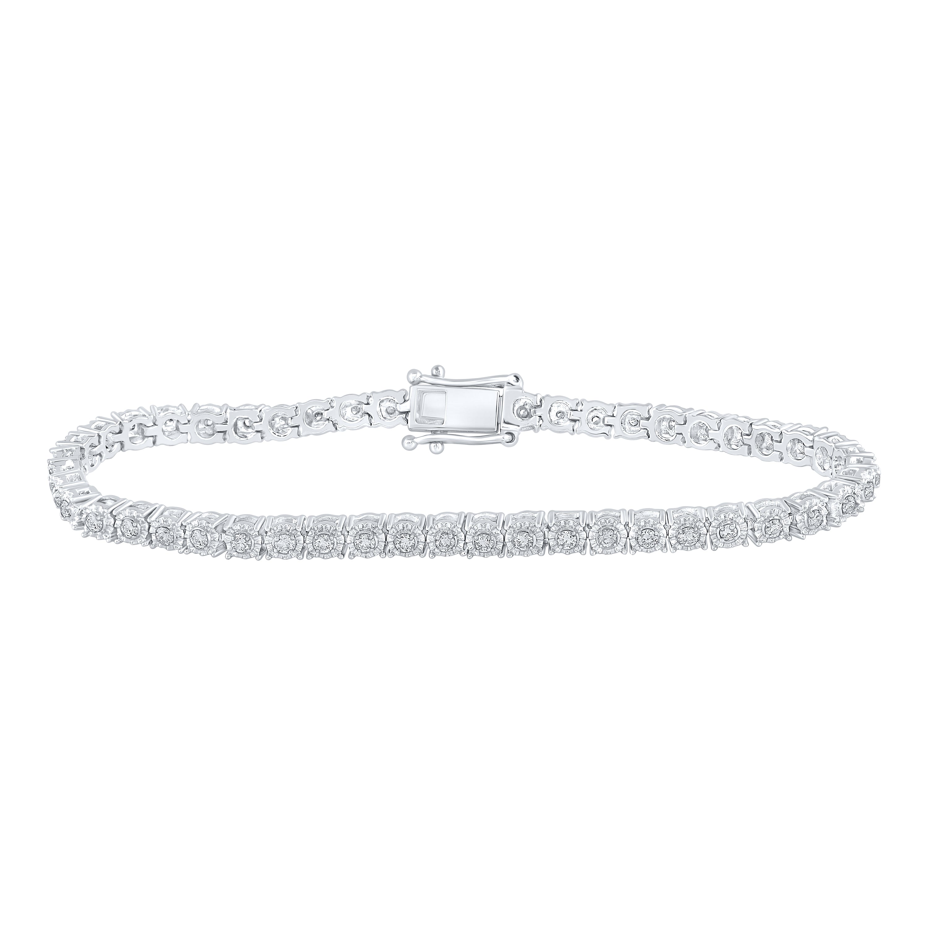 Sterling Silver 1Ctw-Dia Gift Bracelet (7 Inch) (8.96 grams)