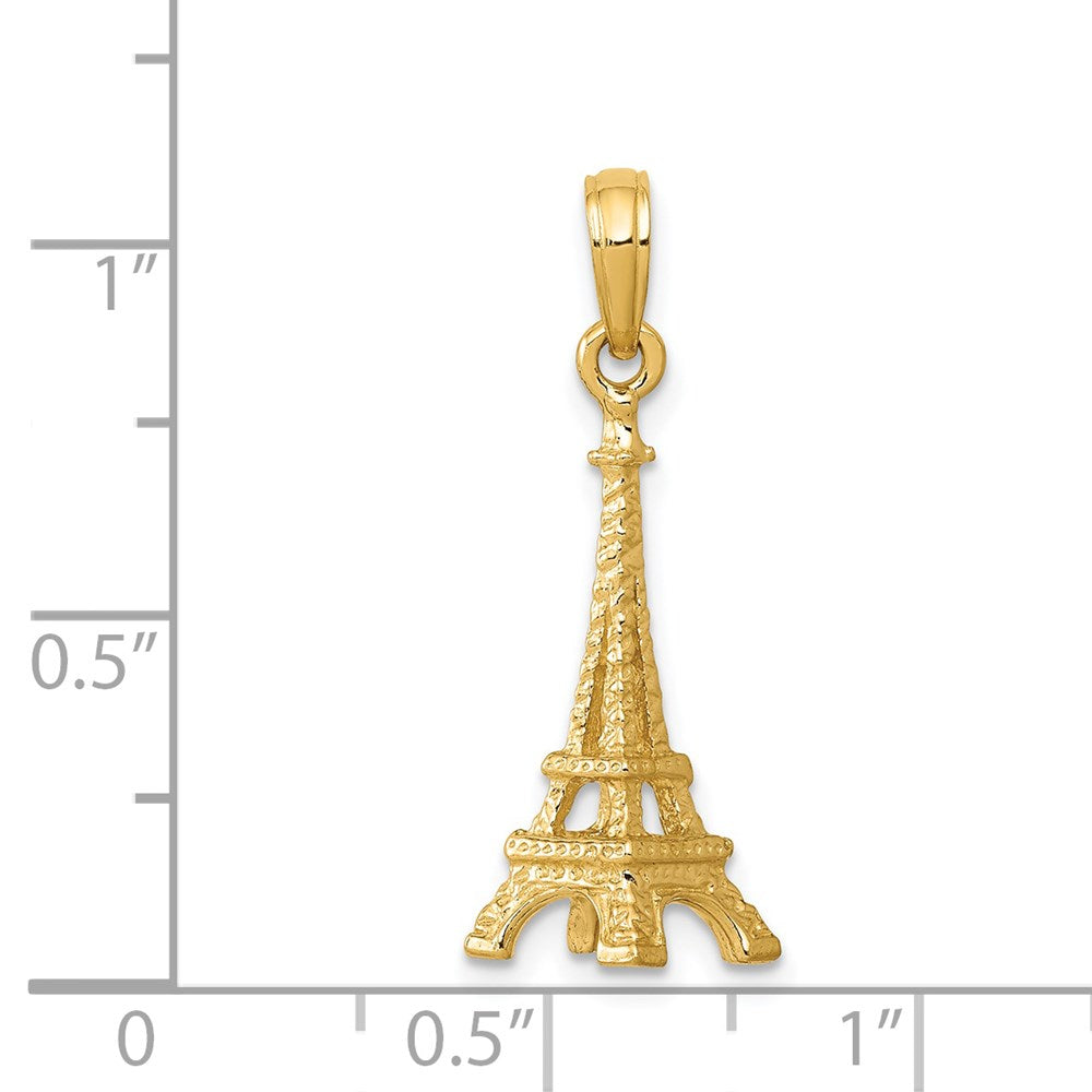 14k Yellow Gold 8 mm Solid Polished 3-D Eiffel Tower Charm (1.38 grams)