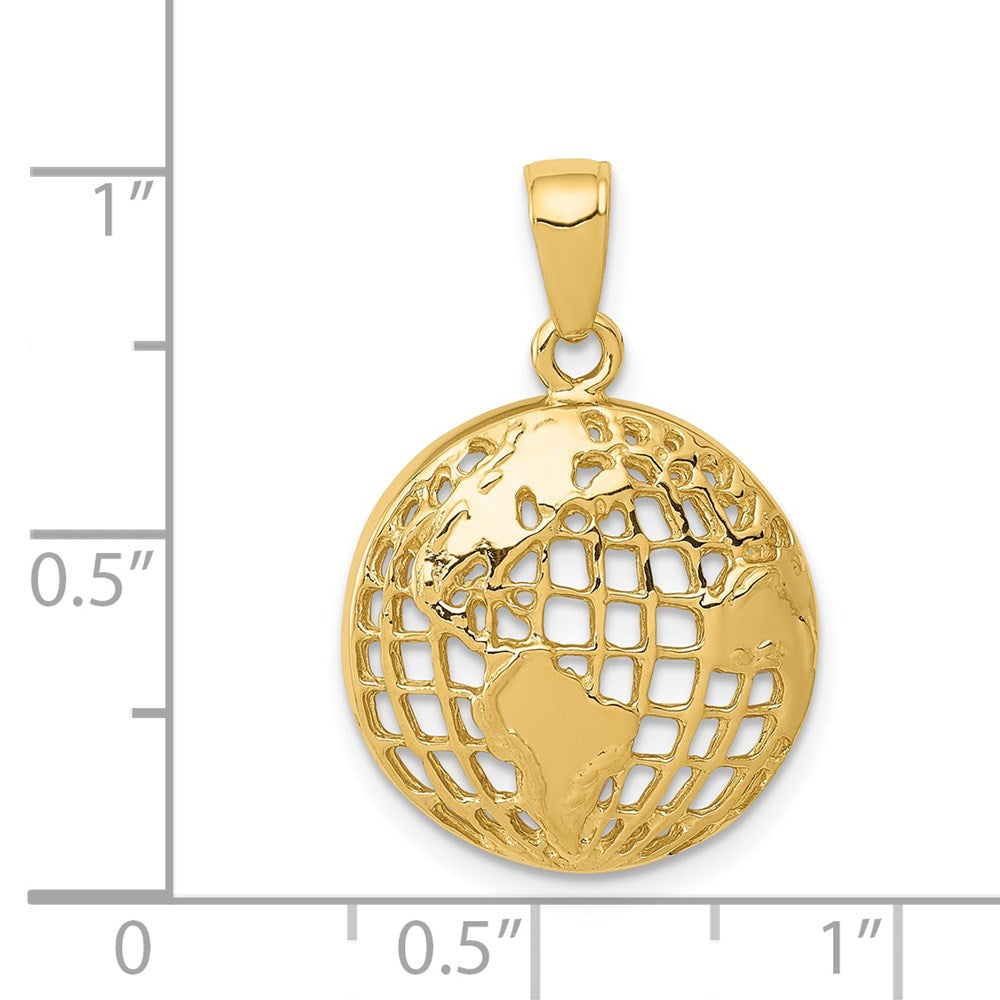 14k Yellow Gold 16 mm Polished Globe Pendant (2.23 grams)